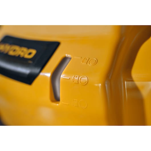 CubCadet 13AB21HD603 lawn mower yellow control lever detail, close-up angle.