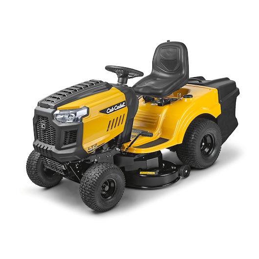 CubCadet LT2-NR92 13AB71BE603 yellow riding lawn mower, side angle on white background.