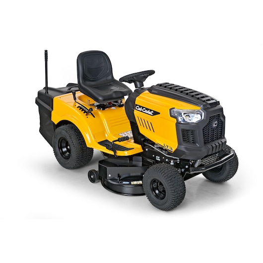 CubCadet 13AJ71BN603 LT3-PR105 riding lawn mower, yellow and black, front angle on white background.