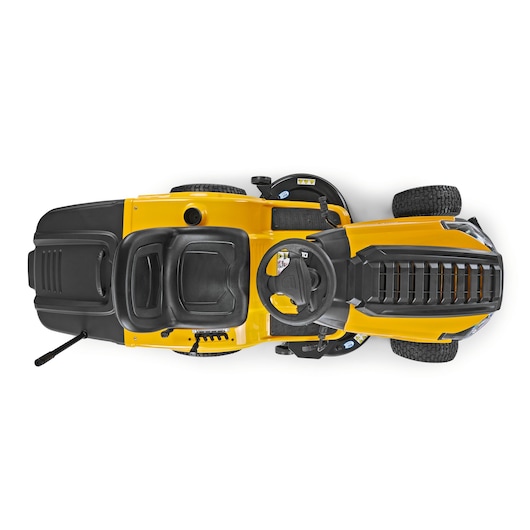 CubCadet LT3-PR105 SKU 13AJ71BN603 yellow riding lawn mower top view on white background.