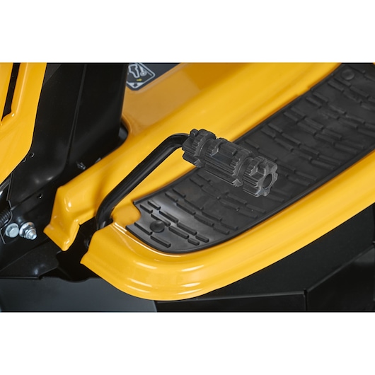 CubCadet 13AJ71BN603 LT3-PR105 tractor foot pedal close-up, black pedal and textured floor, angled view.