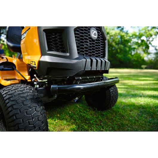 CubCadet LT3-PR105 13AJ71BN603 lawn tractor front side angle showing grille and tires.