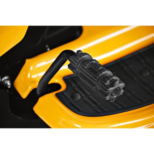 CubCadet LT3-PS107 13AY78BS603 lawn tractor close-up pedal detail, photographed from side on white background.