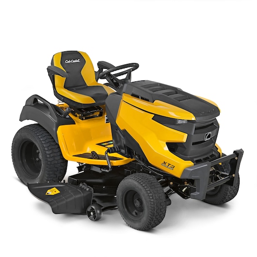 CubCadet SKU 14AFA5TQ603 yellow lawn tractor, front angle on white background.