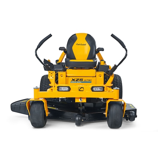 CubCadet 17AIEAC3603 zero-turn mower, photography, front view, yellow and black on white background.