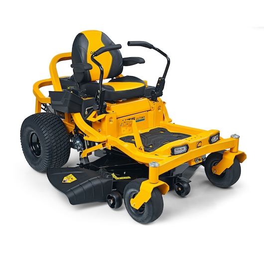 CubCadet 17AIEACL603 zero-turn mower, yellow and black, front angle on white background.