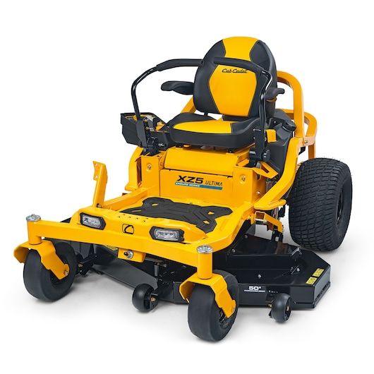 CubCadet 17AIEACL603 zero-turn riding mower, yellow and black, front angled view on white background.