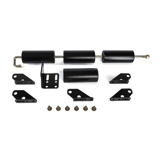 CubCadet 19A70019100 lawn mower roller kit and mounting hardware, top view, on white background.