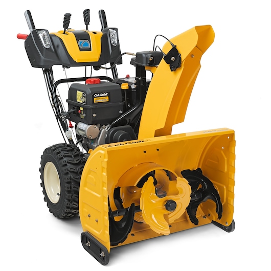 CubCadet 31AY5EVX603 two-stage snow blower in yellow and black, front angle on white background.