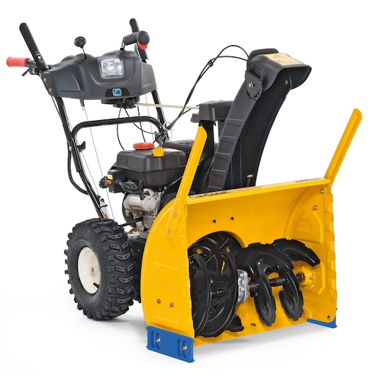 CubCadet 31BW53LR603 yellow and black two-stage snow blower front angle on white background.