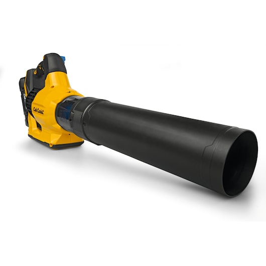 CubCadet 41AT6BE-603 handheld leaf blower in yellow and black, side angle on white background.