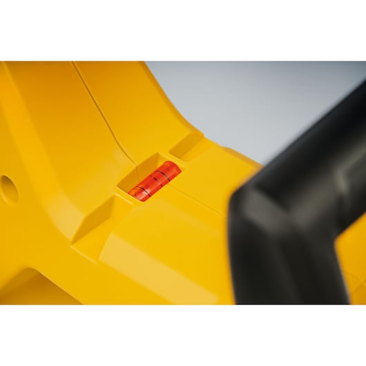 CubCadet 41AT6CGR603 yellow tool with built-in red bubble level, close-up angled photo.