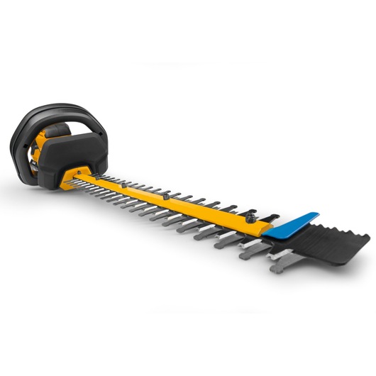 CubCadet 41AT6HK-603 hedge trimmer, angled front view, yellow and black body with dual-action blades.