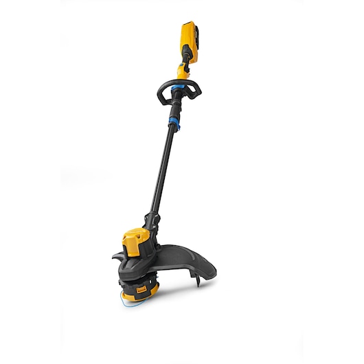 CubCadet 41AT6TGT603 string trimmer, yellow and black, side angle on white background