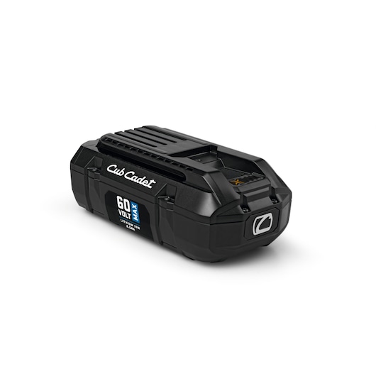 CubCadet 49AP601-603 60V Max lithium-ion battery, black, angled view on white background.