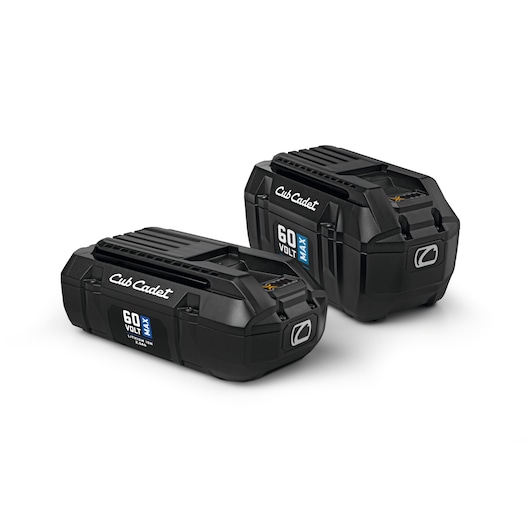 CubCadet 49AP602-603 60V MAX lithium-ion battery pack, front angle on white background, two units shown.