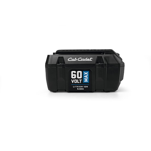 CubCadet 49AP602-603 60V MAX 5.0Ah lithium ion battery, front angle on white background.