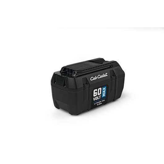 CubCadet 49AP602-603 lithium-ion battery, 60 volt max, angled view on white background.