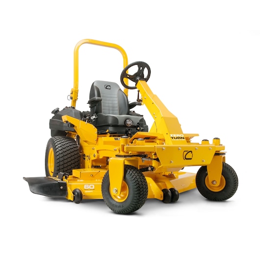 CubCadet 53CWEFJA603 zero-turn riding lawn mower, yellow with seat and roll bar, front angle on white background.
